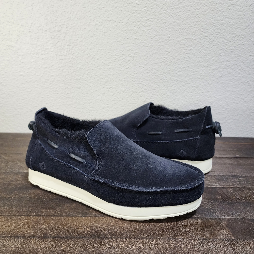 Women's Sperry Moc Slider Slip On Shoes Suede and faux fur lining Size 7